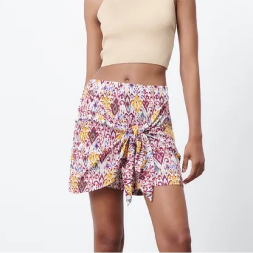 Zara printed skort with knotted wrap